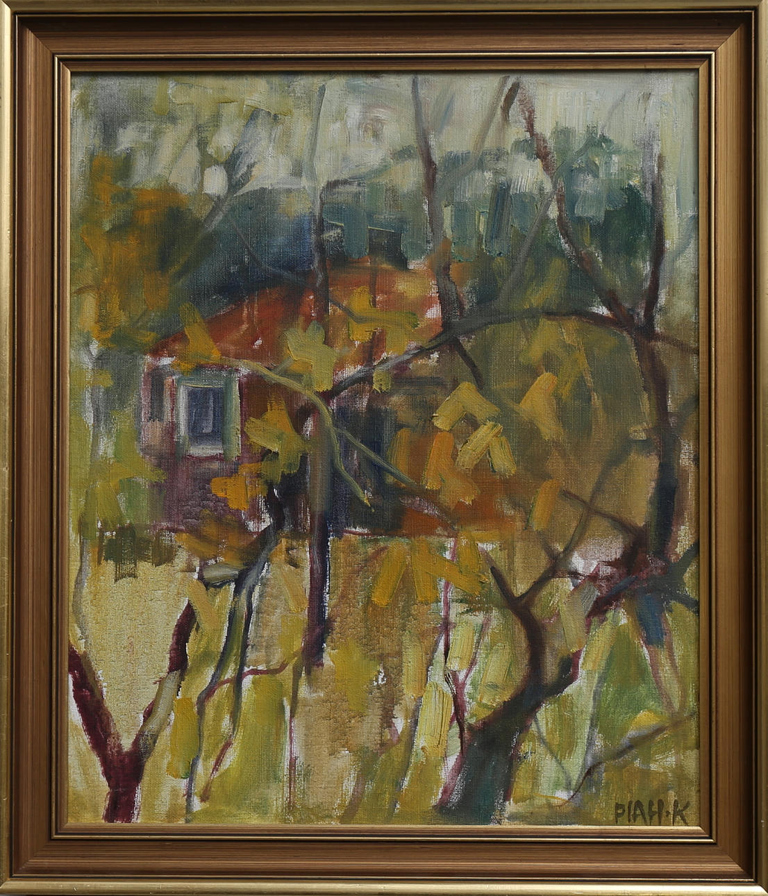 PIA HESSELMARK-CAMPBELL. "Sista bladen", olja på duk, signerad H-K Campbell.