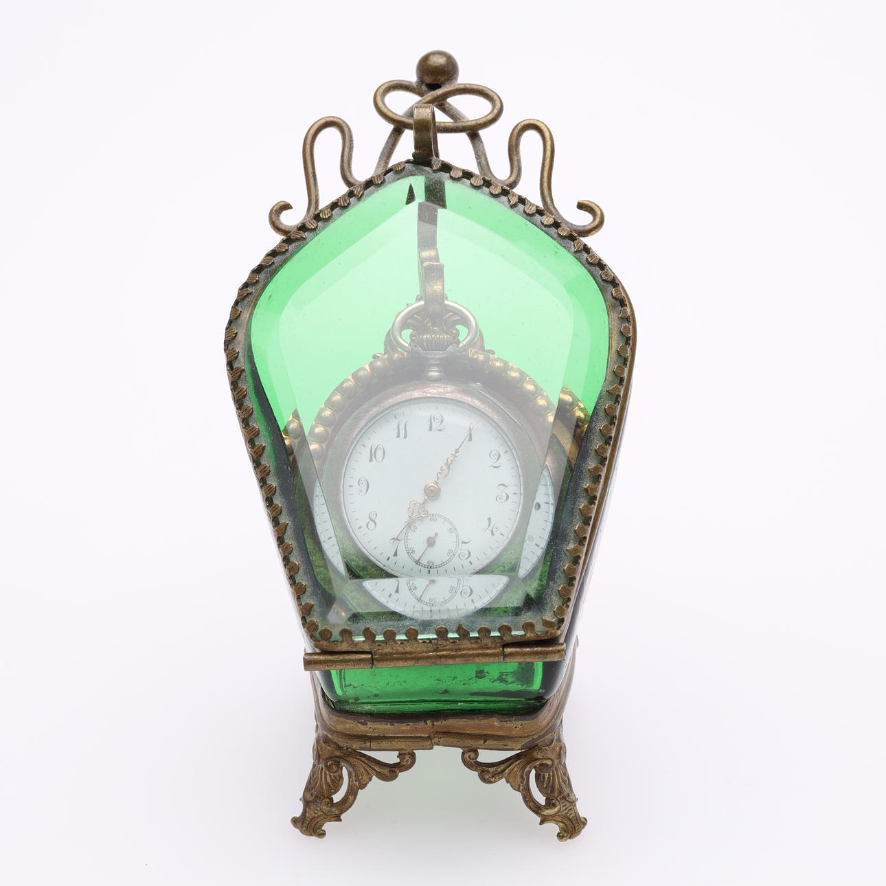 SILVER POCKET WATCH WITH POCKET WATCH.