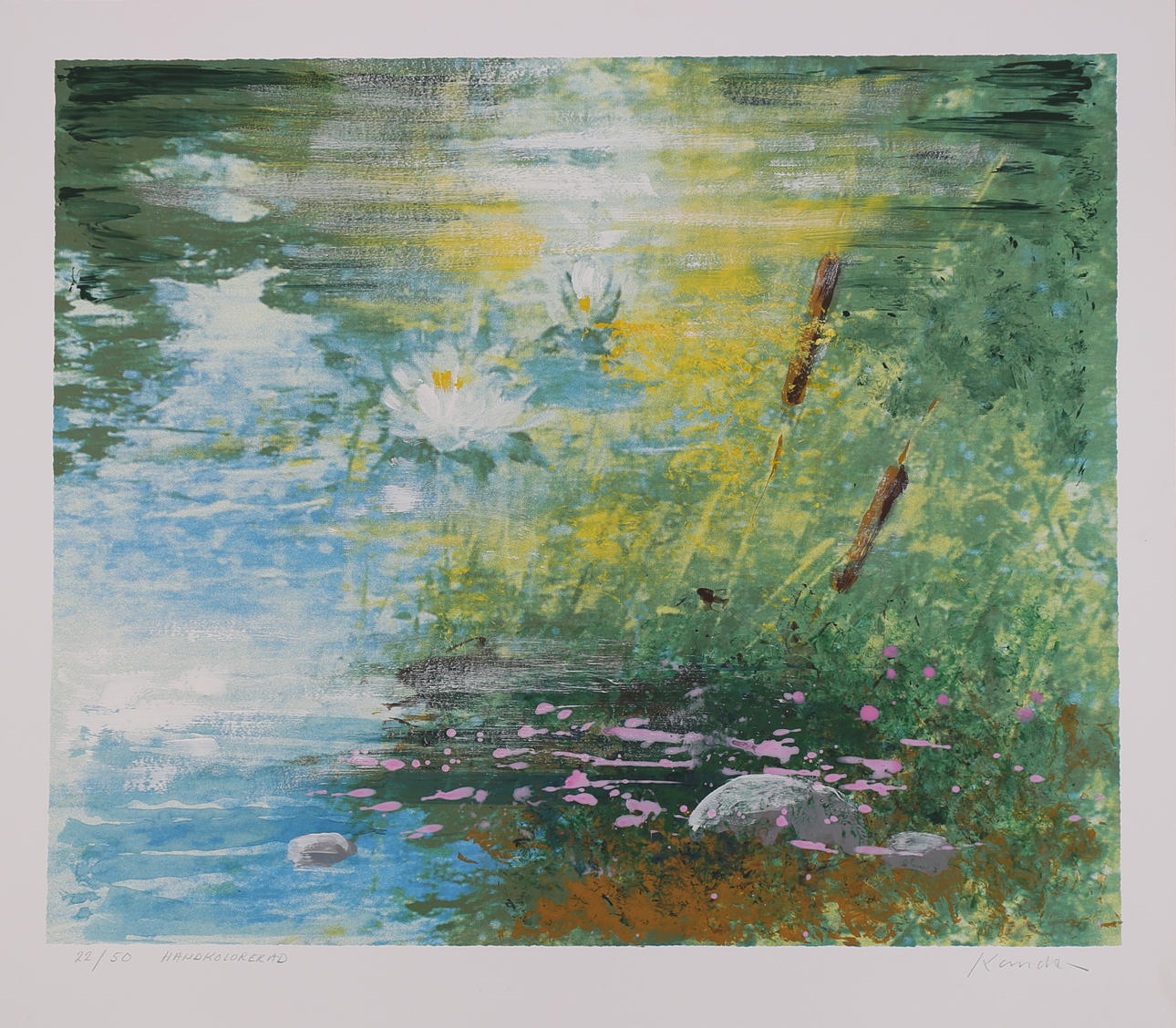 LEIF KANDER. "Drömträdet" handkolorerad färgserigrafi, signerad Kander samt numrerad numrerad 22/50.