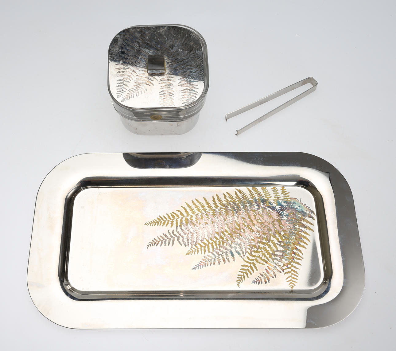 ISHINK med TÅNG och BRICKA, 3 delar, Sambonet, 1900-talets senare del.