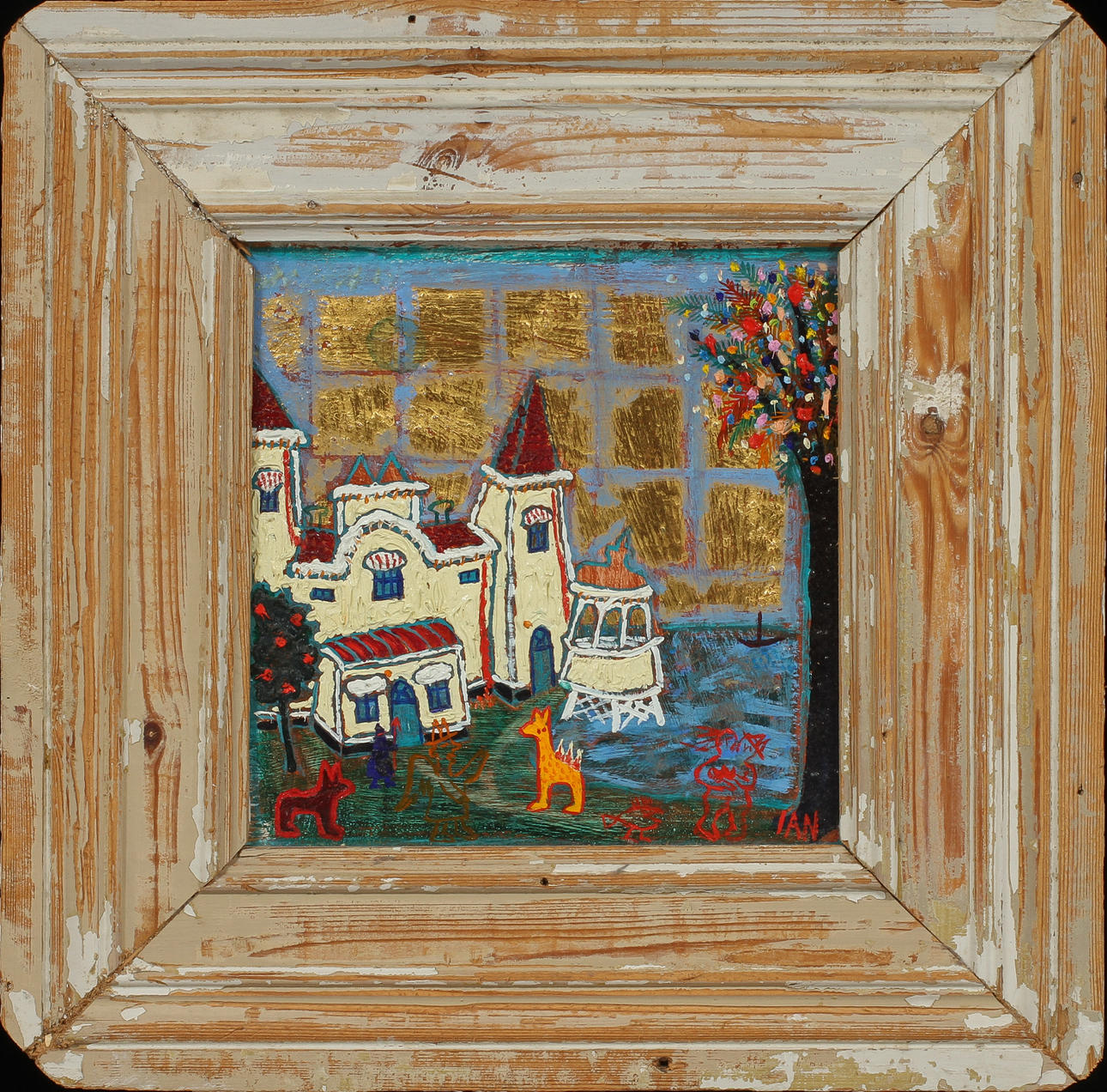 IAN RUSTH. Fantasimotiv, olja på pannå, signerad IAN.