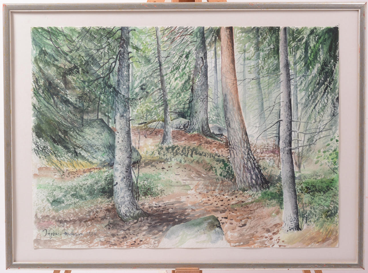 INGVAR ANDERSSON. Granskog. Akvarell.