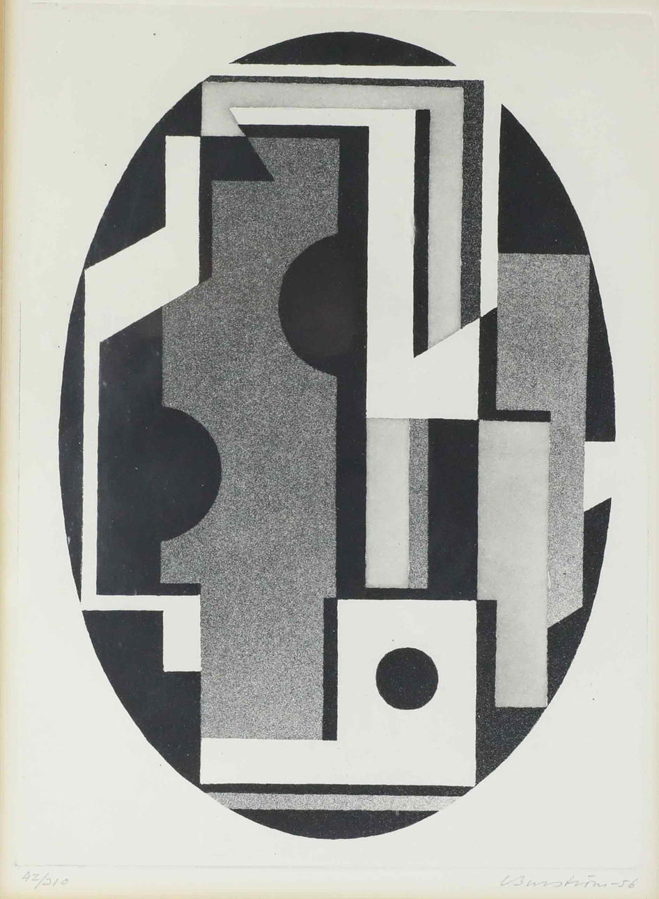 CURT BURSTRÖM. Geometric composition, lithograph, signed Burström, -56, no 42/310.