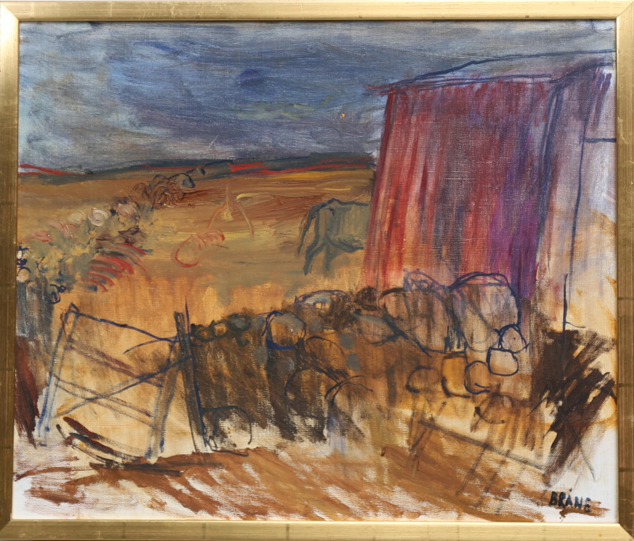 BARBRO BRÅNE. Höst över Öland, olja på duk, signerad Bråne.