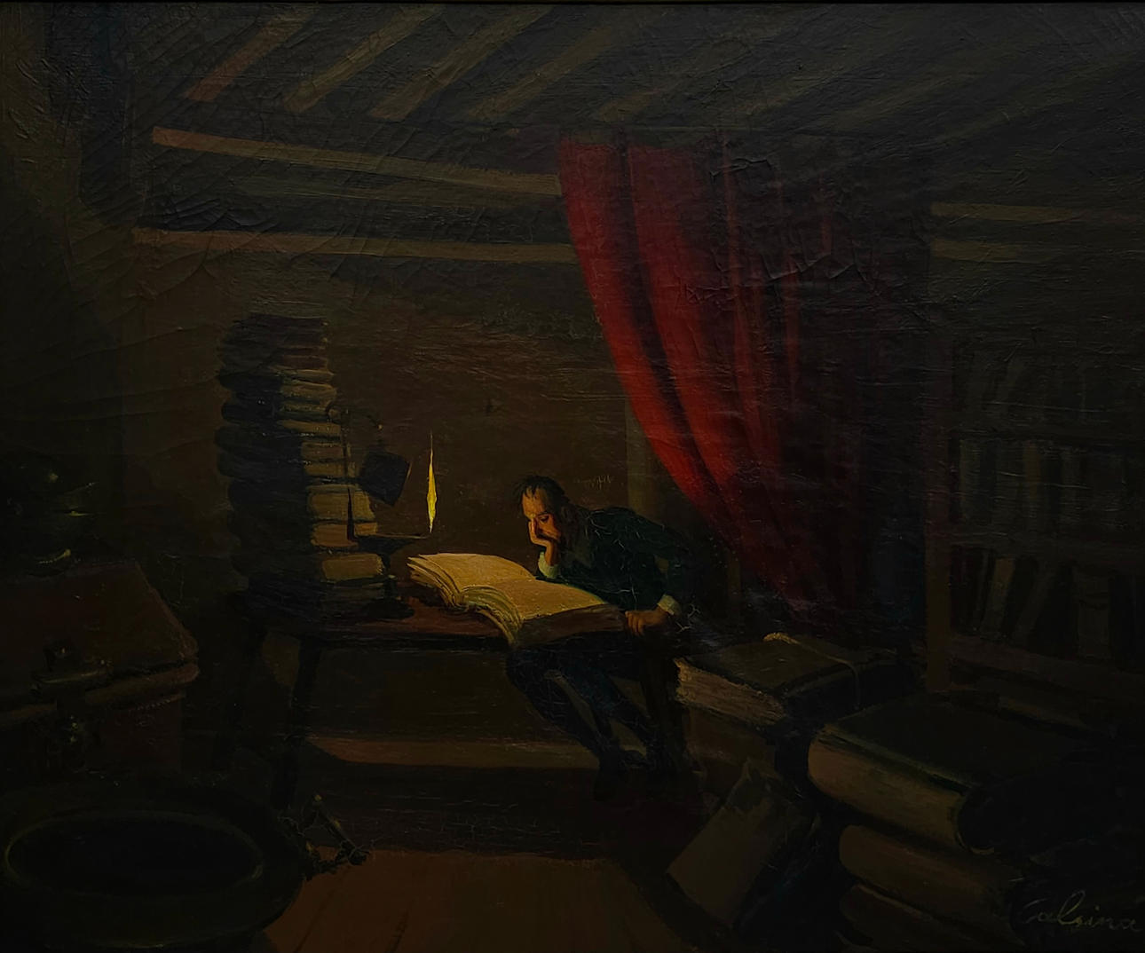 RAMÓN CALSINA (1901-1992). “DON QUIXOTE IN HIS STUDIO”. OIL ON CANVAS.
