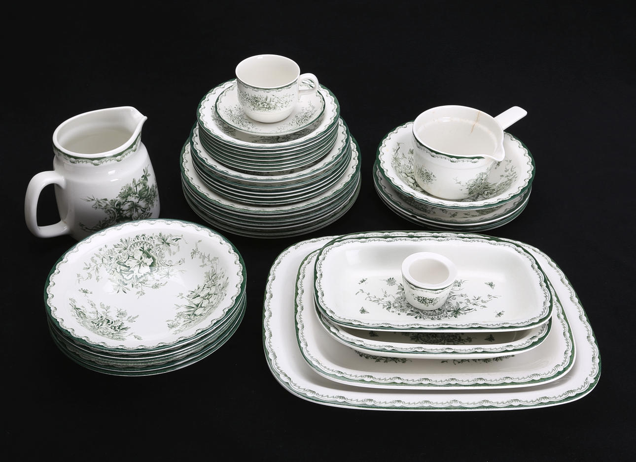 MATSERVIS, 33 delar, Rörstrand "Gröna Anna", 1900-talets senare del.