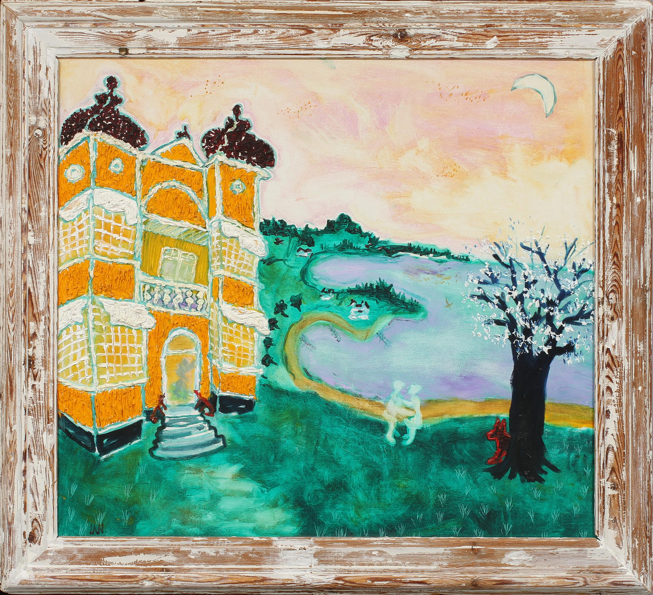 IAN RUSTH. Figurer i landskap, olja på duk, signerad.