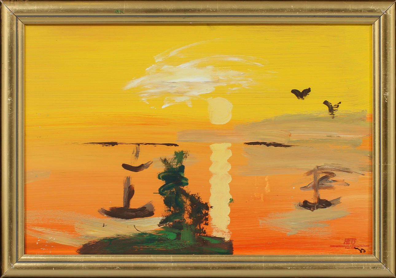 ERNST  BILLGREN OCH CARL JOHAN DE GEER. "Hets", Olja på pannå, signerad och stämplad.