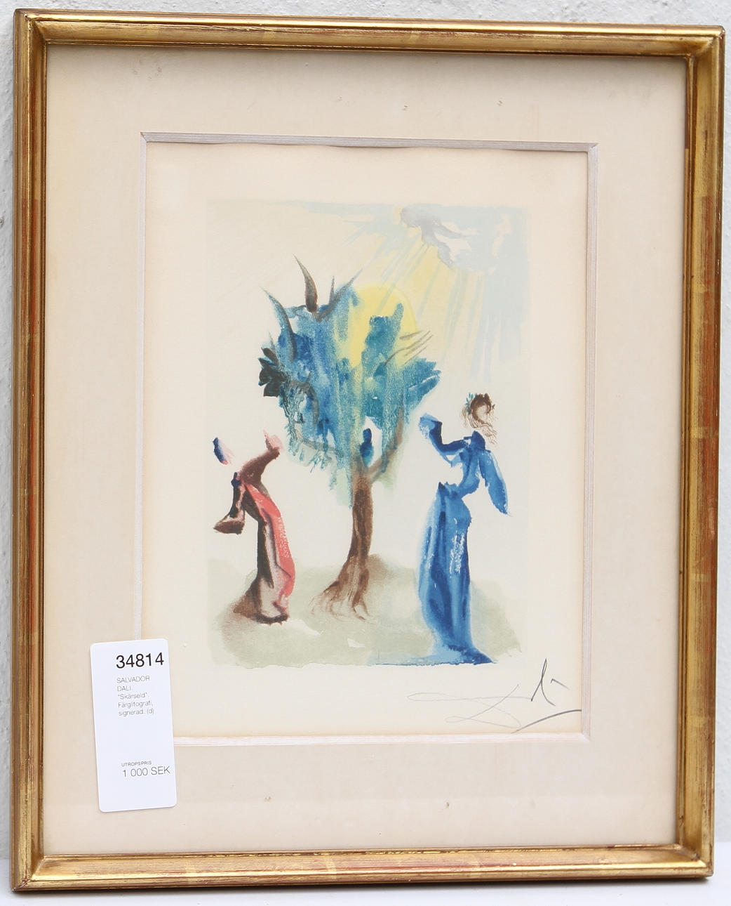 SALVADOR DALI. "Skärseld". Färglitografi, signerad.