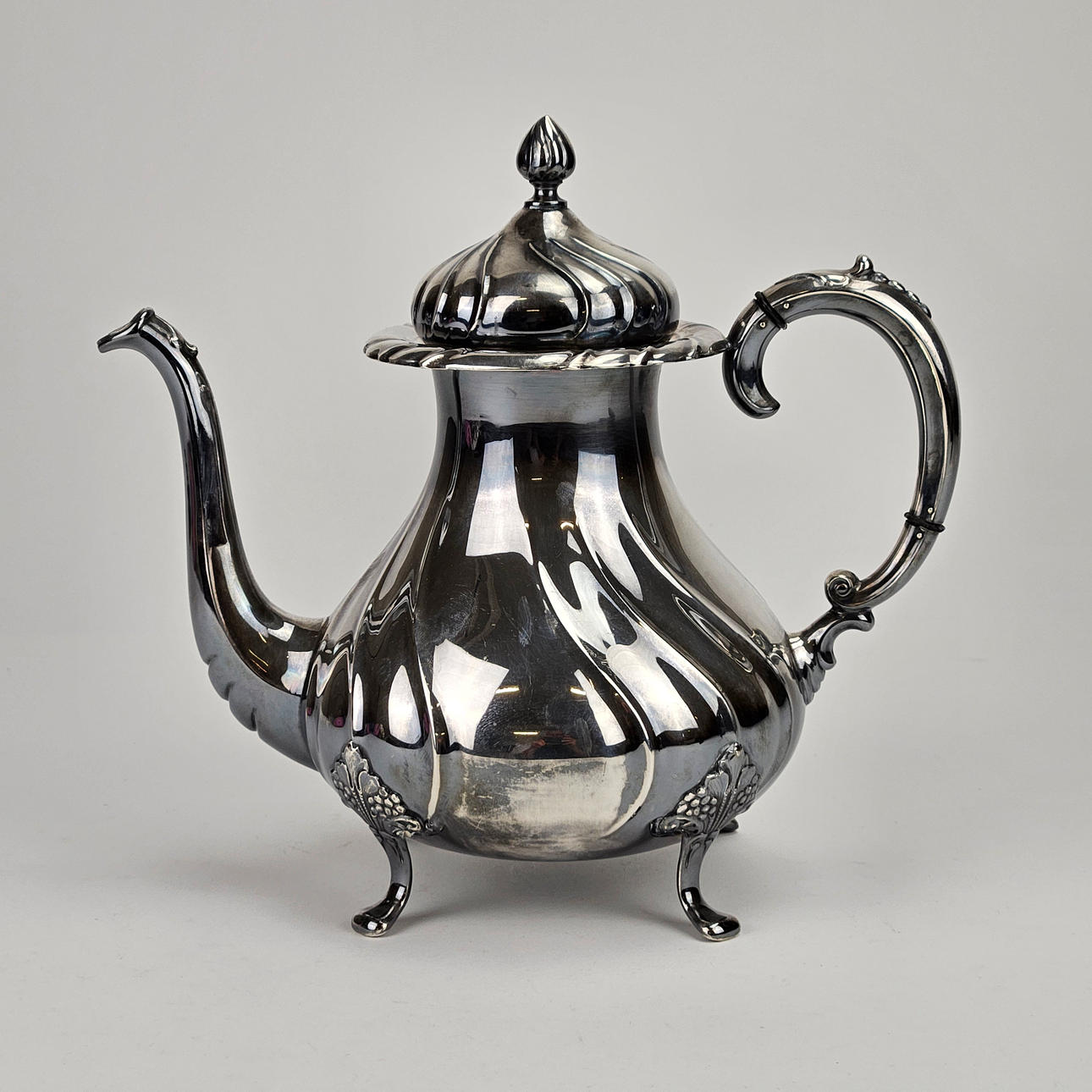 TEAPOT, silver, rococo style.