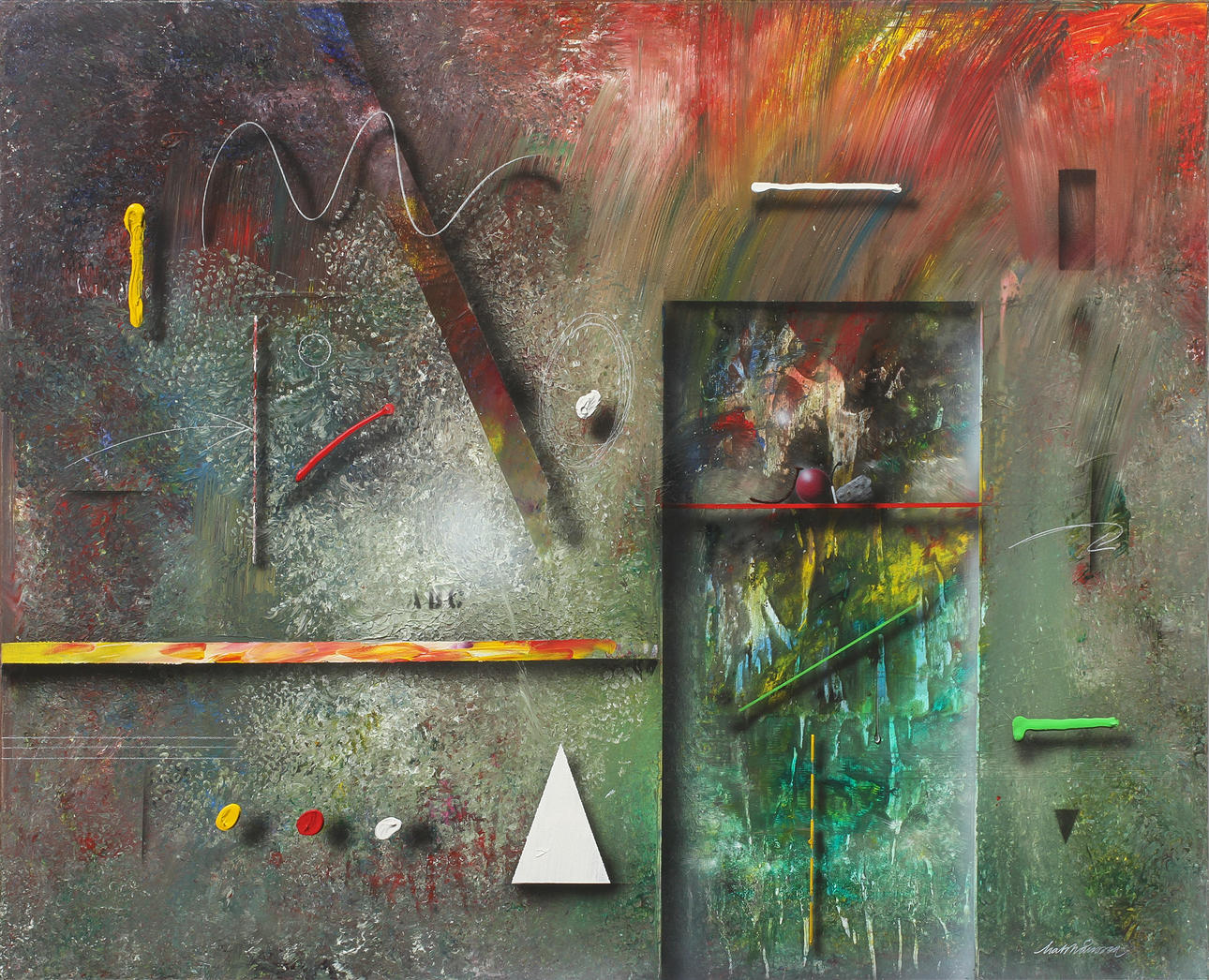 MATS MÅNSSON. Komposition, olja på duk, signerad.