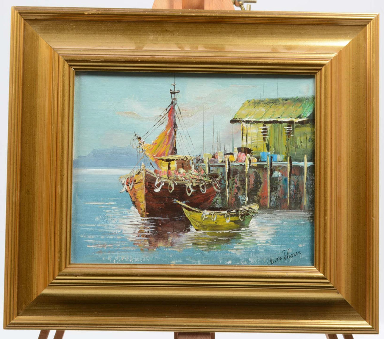 ARNE THOREN. Satamassa. Öljy.