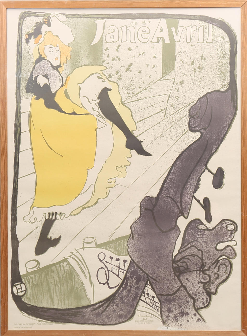 HENRI DE TOULOUSE LAUTREC. EFTER. "Jane Avril" Affisch, Holland 1900-tal.