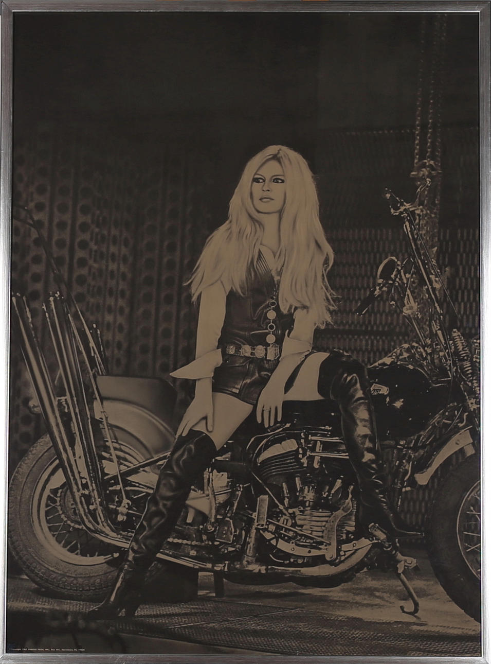 OKÄND KONSTNÄR. Harley Davidson, Brigitte Bardot. Offsettryck 1967.