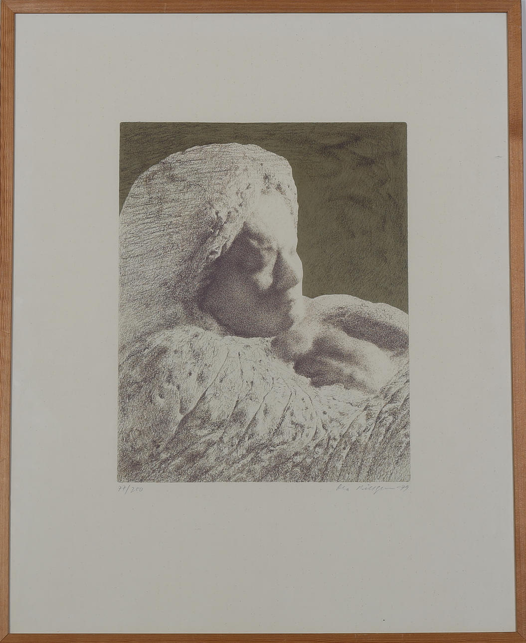 OLA BILLGREN. Porträtt. Färglitografi. Signerad Ola Billgren och daterad -79, numrerad 77/200.