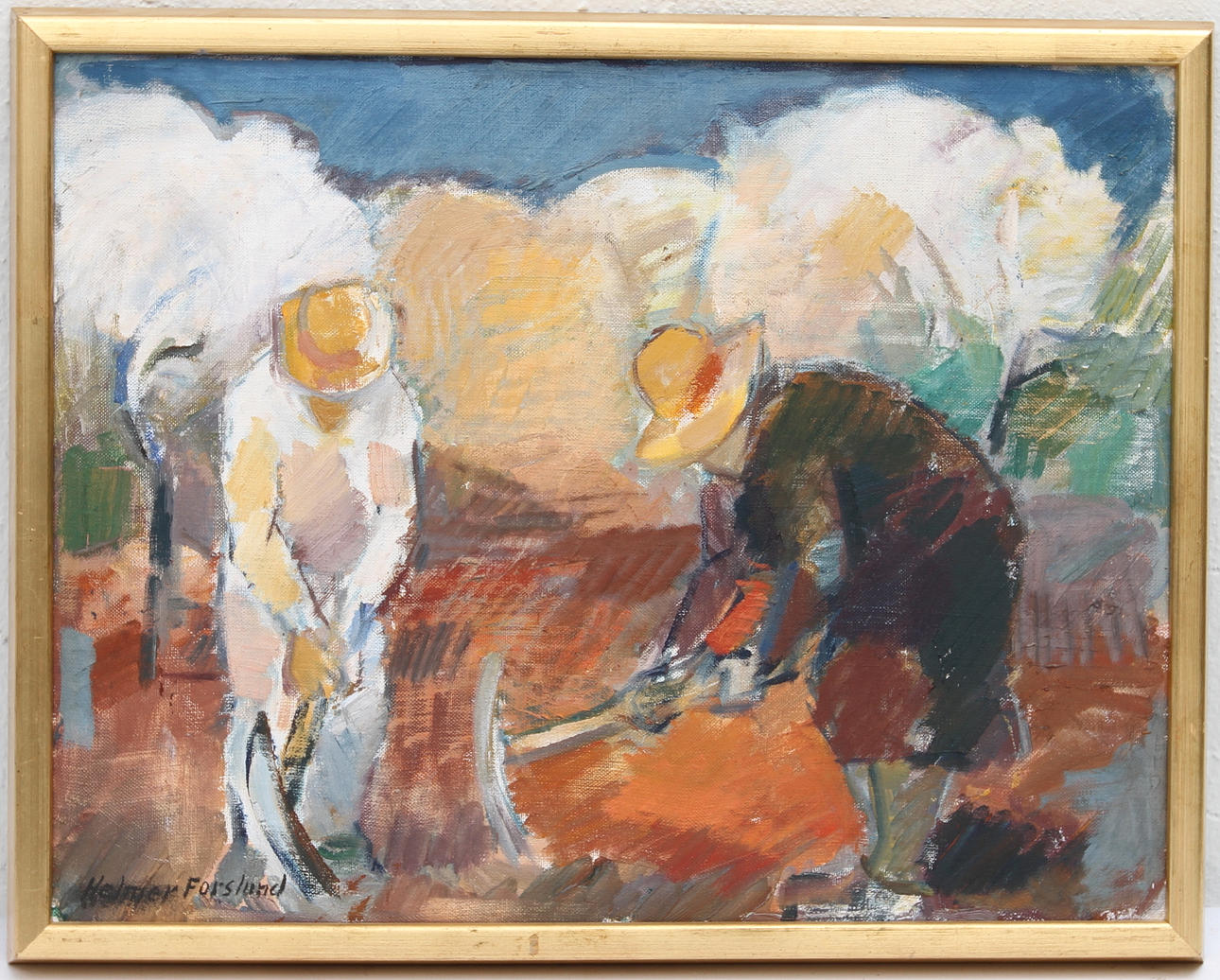 HELMER FORSLUND. Olja på pannå, sign.