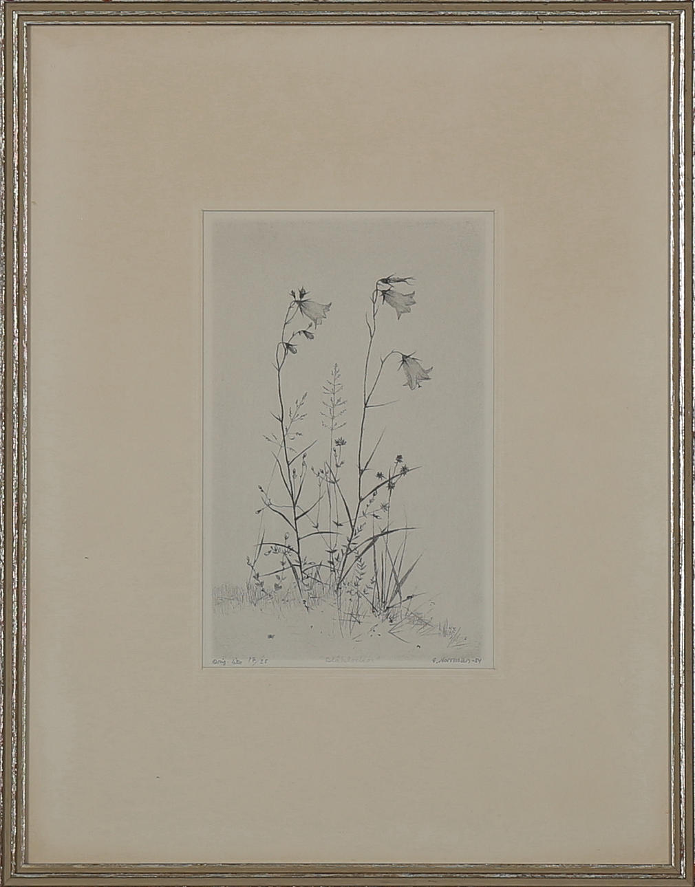 GUNNAR NORRMAN. "Blåklockor". Originallitografi, signerad G. Norrman, daterad -54 och numrerad 17/25.