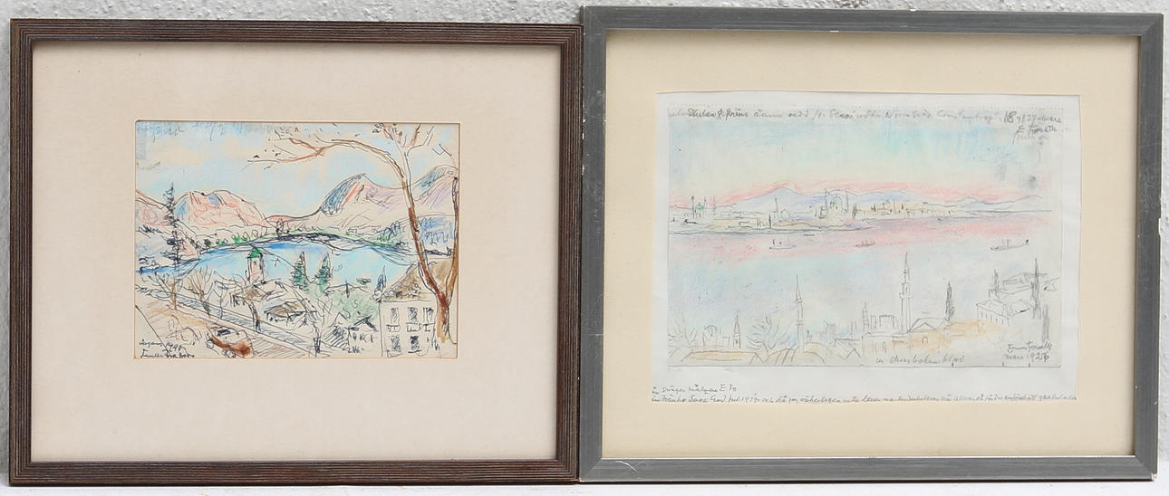 EINAR FORSETH. Medelhavsmotiv. 5 st blandteknik, sign. .