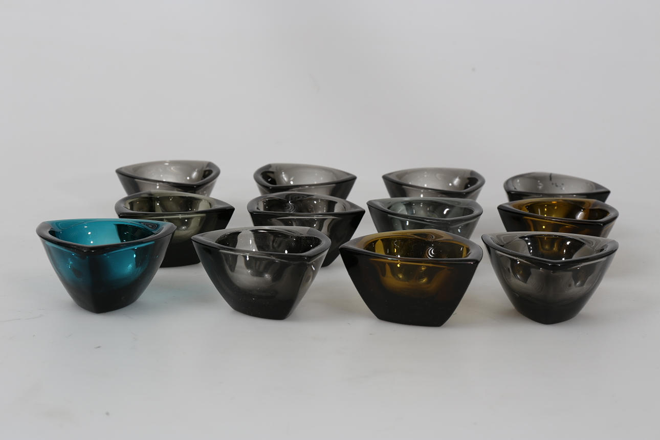 ASKFAT, glas, 12 stycken, Nuutajärvi, Finland.