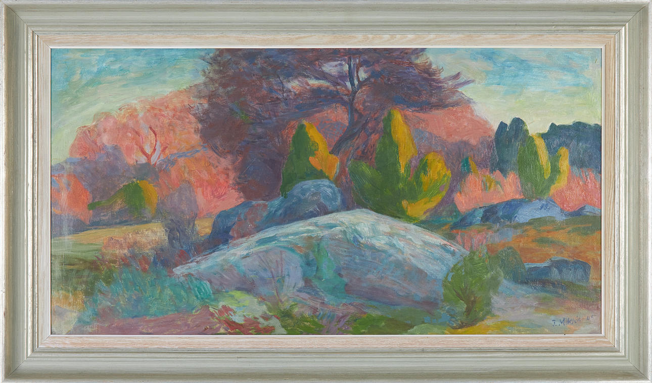 JOSEF MIKLOS, Landscape, oil on panel, signed.