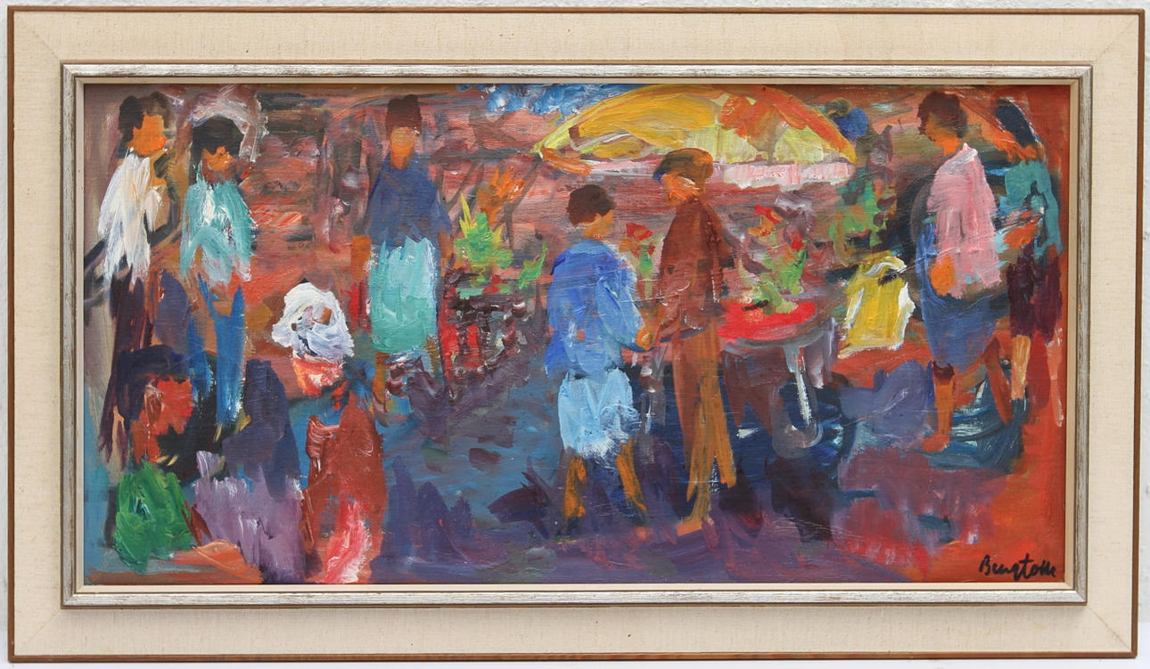 BENGTOLLE OLDINGER. Marknad. Olja på duk, sign.