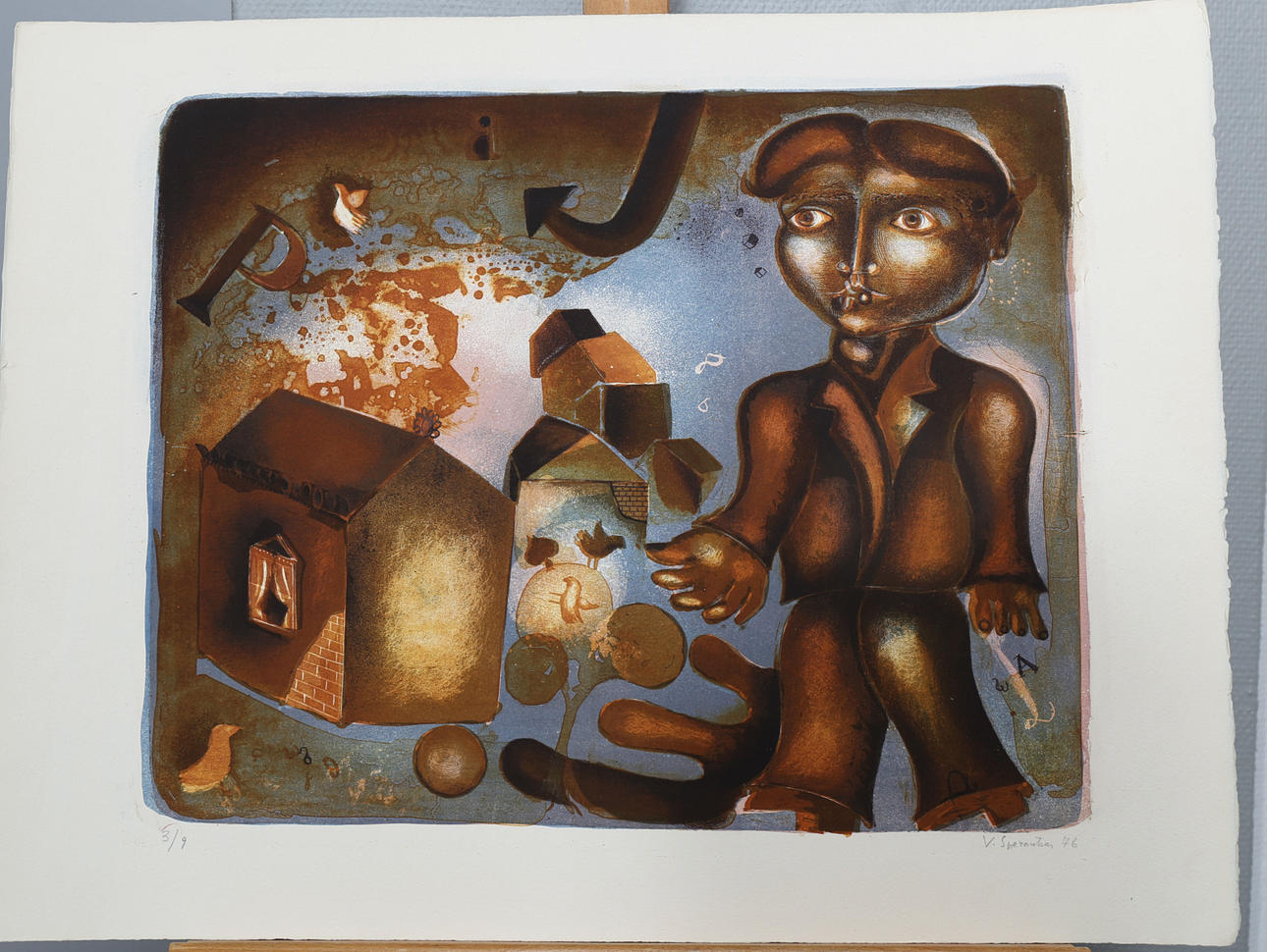 VASILI SPERANTZAS. Litografi, numrerad 3/9, signerad V Sperantzas, daterad -76.