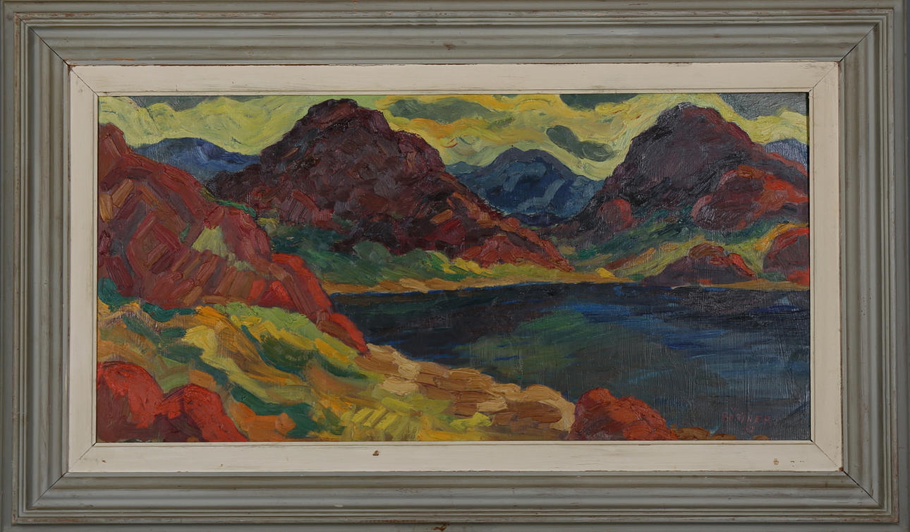 GUSTAF BÖRTNER ZANDT. Fjällandskap, olja på pannå, signerad och daterad, Börtner -47.