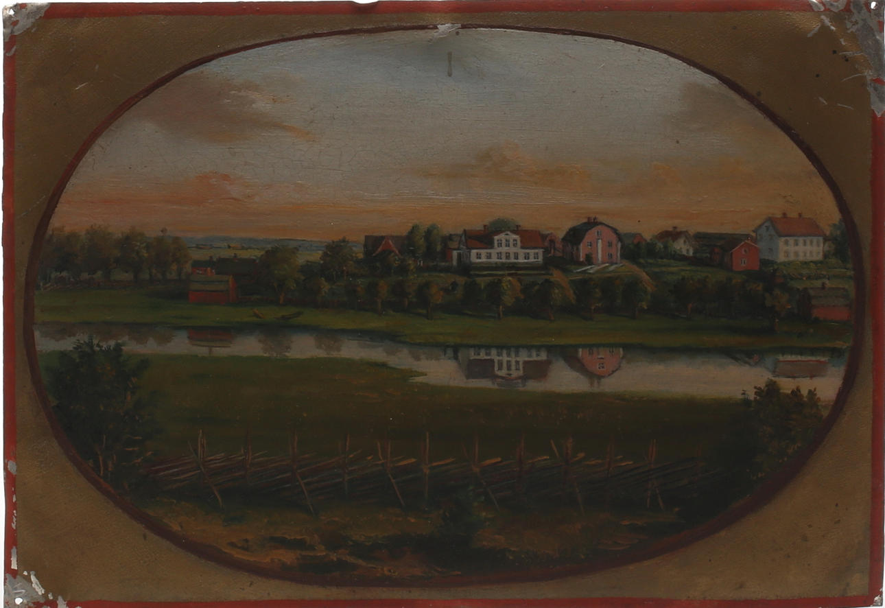 OLJEMÅLNING, på bleckplåt, osignerad, sent 1800-tal.