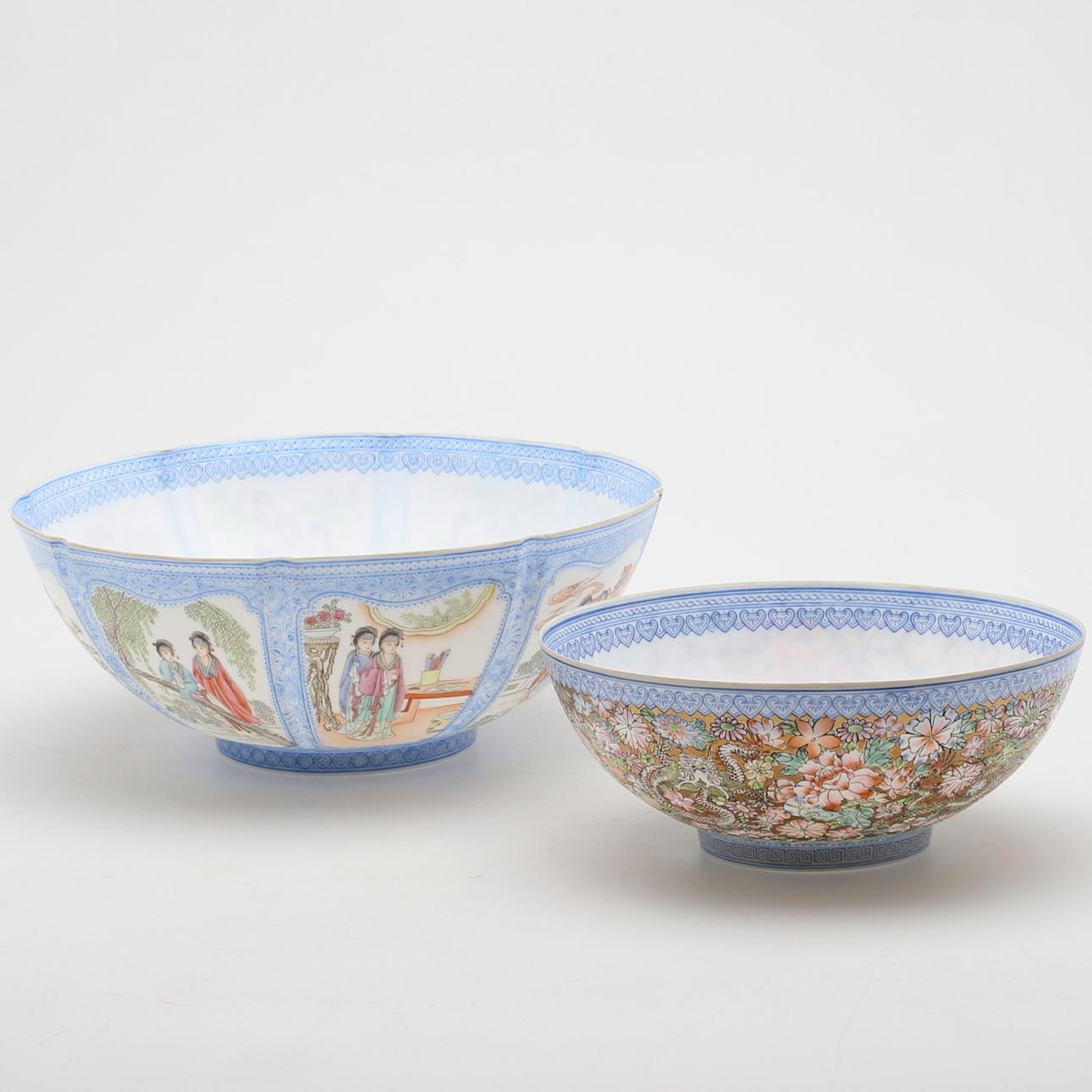 SKÅLAR, 2 st, så kallat äggskalsporslin, Kina, 1900-talets andra hälft.