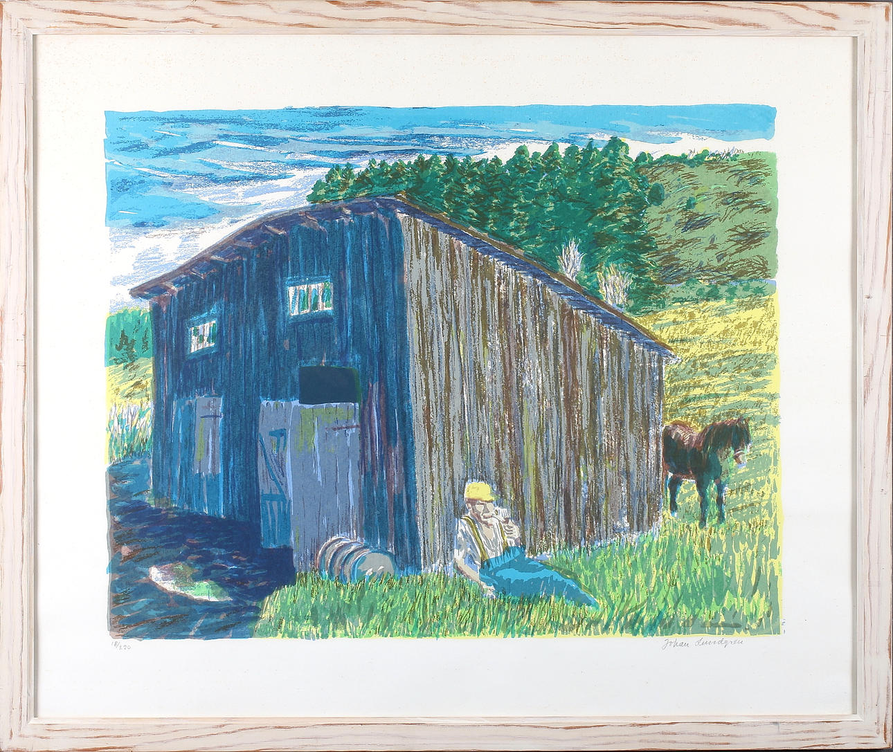 JOHAN LUNDGREN. Vila i det gröna, färglitografi, signerad och numrerad 18/220.