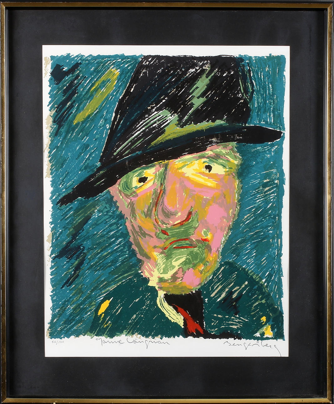 BENGT ÅBERG. "Janne Vängman", färglitografi, signerad och numrerad 56/130.