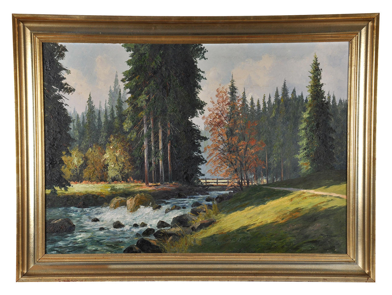 HARZMALER FRITZ THATE. Somrig bäck med brygga.