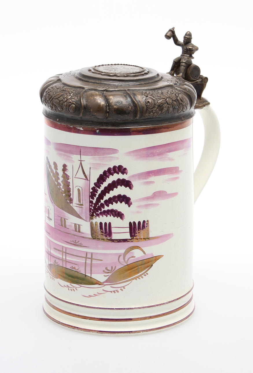 STOP, keramik med silverlock. Trol England 1800-tal.