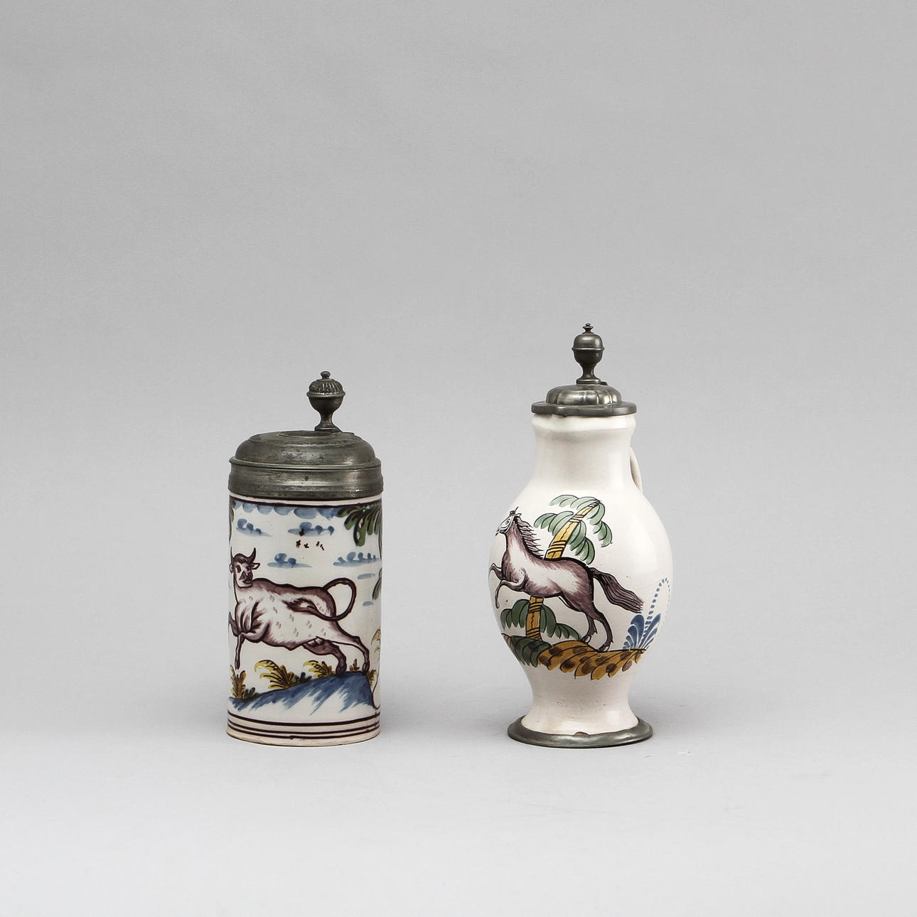 STOP, fajans med tennlock, sannolikt Tyskland, 1700-tal.