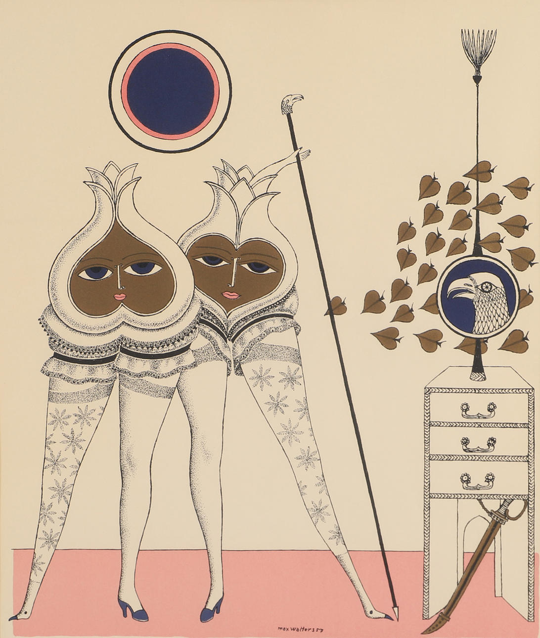 MAX WALTER SVANBERG. Composition, lithograph in colours, signed.