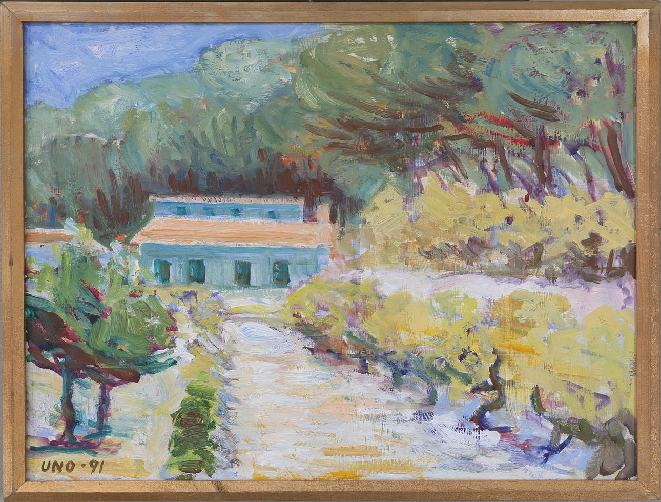 UNO OLSSON. Vingården, olja på pannå, signerad samt daterad 91.
