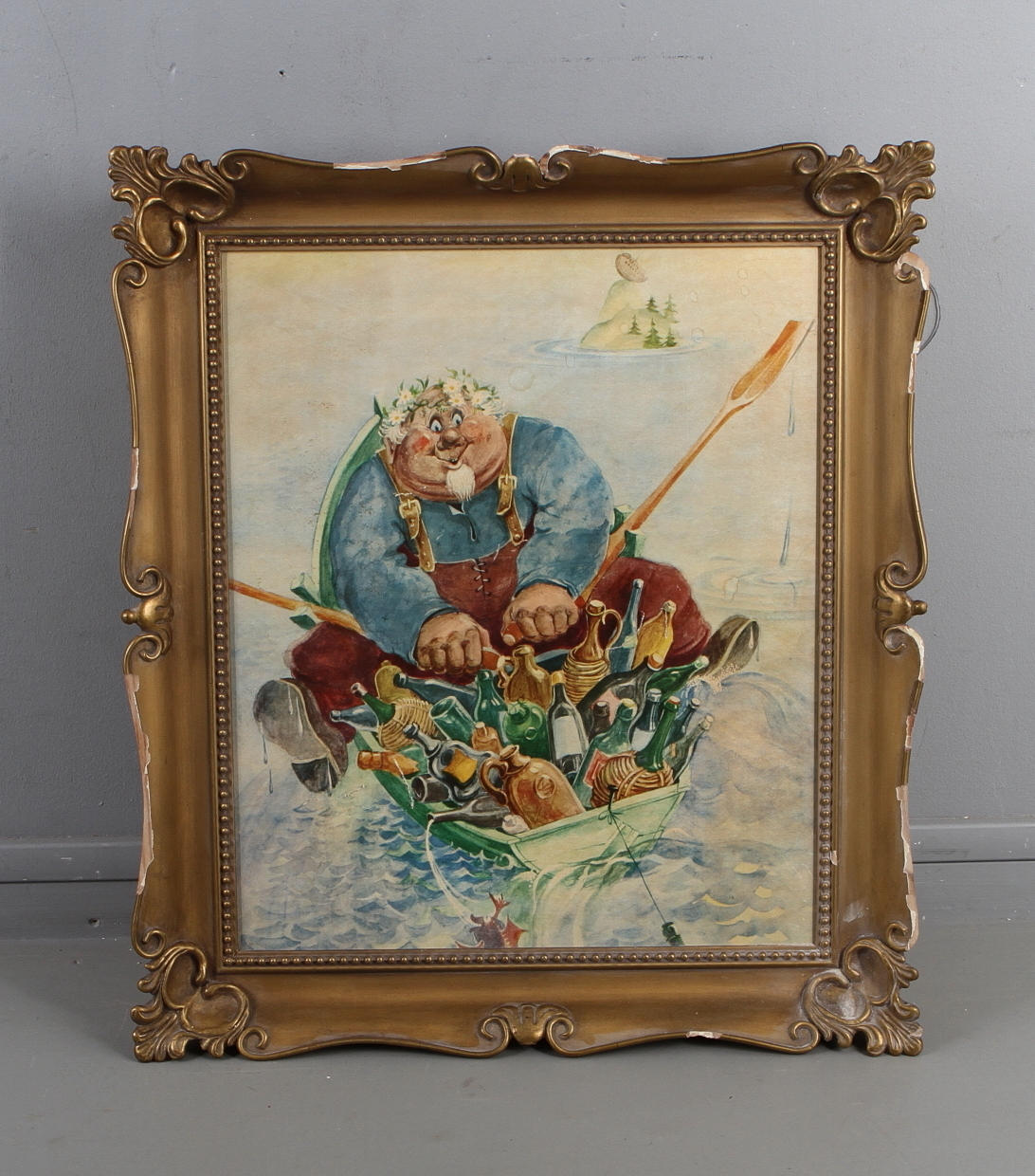 BARSKÅP, i form av tavla, 1900-tal.