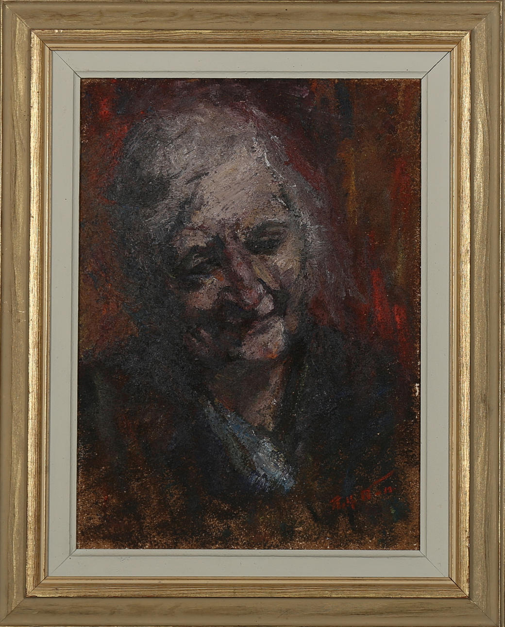 ROLF NORRMAN. "Porträtt på min farmor", olja på duk. Signerad Rolf N-n.