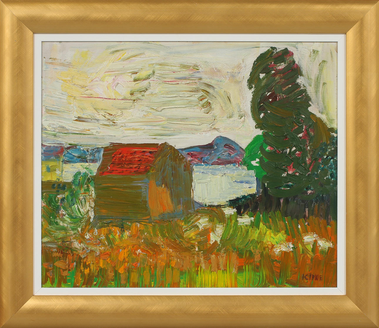 KNUT IRWE. Hus i landskap. Olja på pannå, signerad.