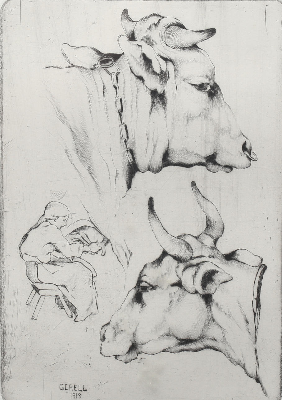 GRETA GERELL. Chorus. Etching, signed and dated in plate 1918. Numbered 31/70.