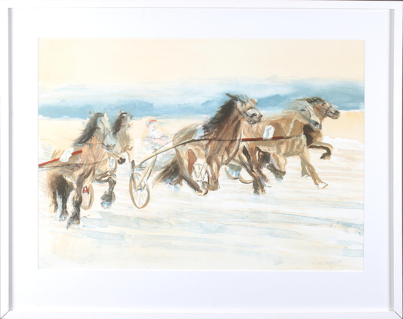 KAJ PÅ HÖJDA. Travlopp, färglitografi, signerad, numrerad 170/300 samt daterad 91.