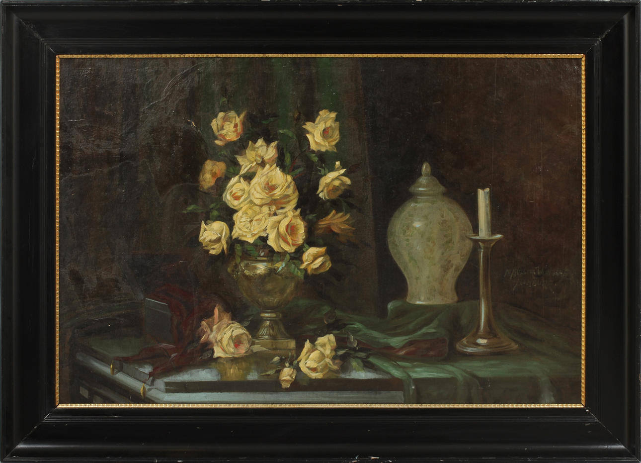 HEINRICH HERMAN MÜLLER WÜNSCHE. stilleben, olja på duk, signerad.