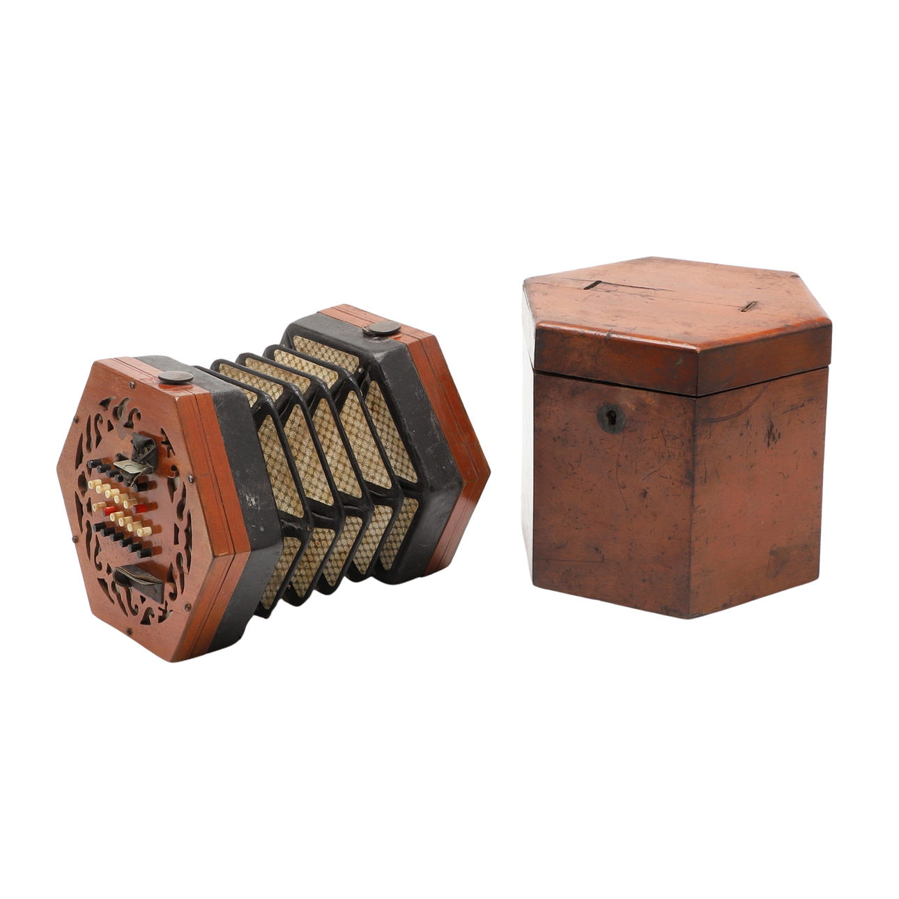 ANTIQUE BOXED CONCERTINA.