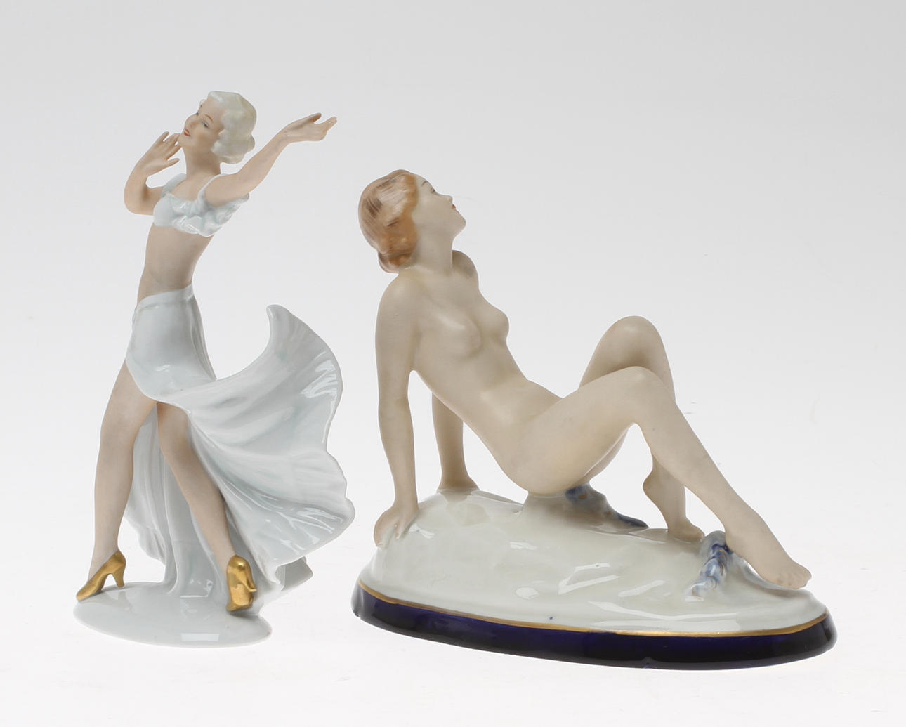 FIGURINER 2 st, bland annat Schaubach Kunst Tyskland samt en sign Elly Strobach.