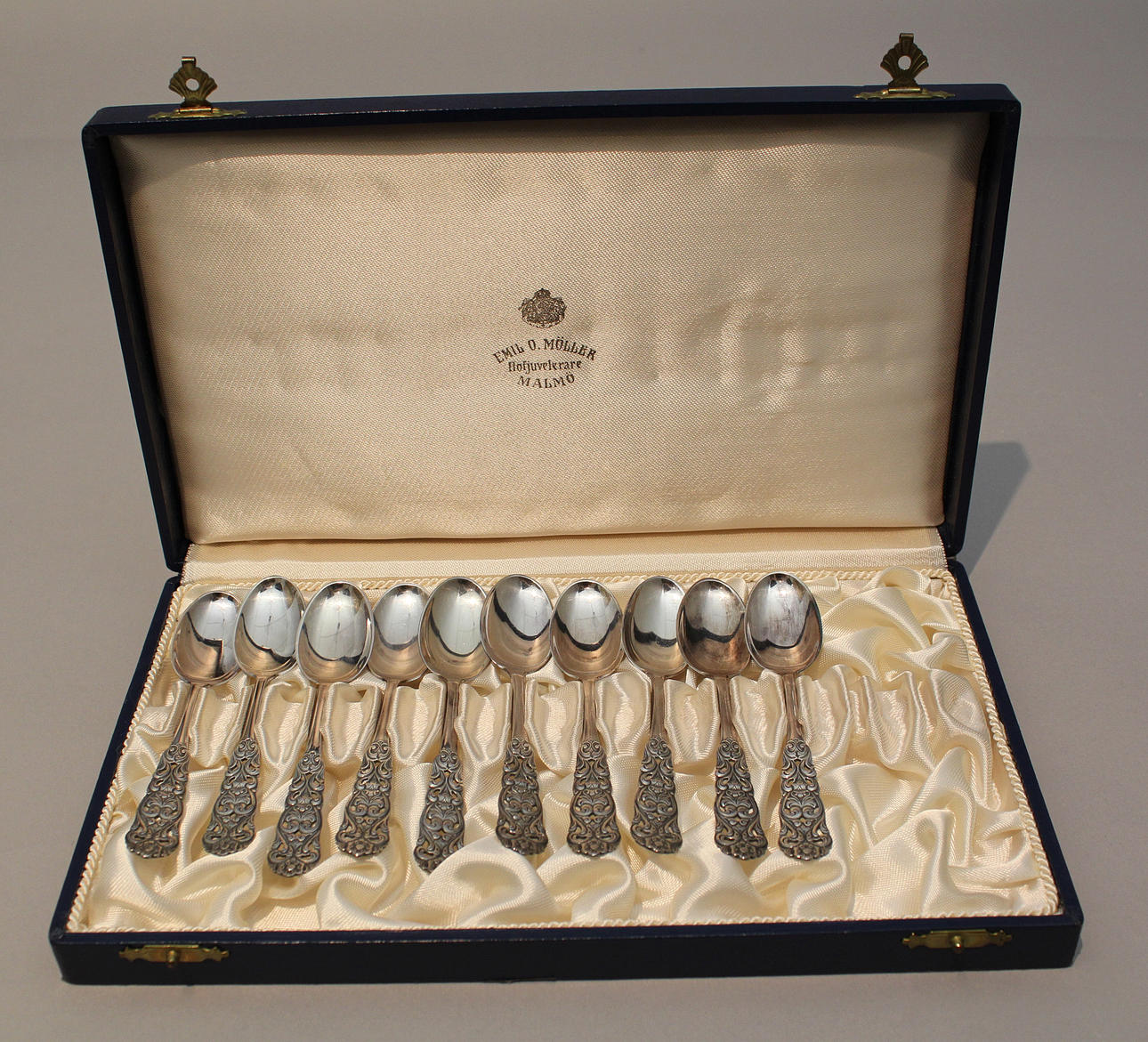 Parti kaffeskedar (10). Totalvikt 82 gram.