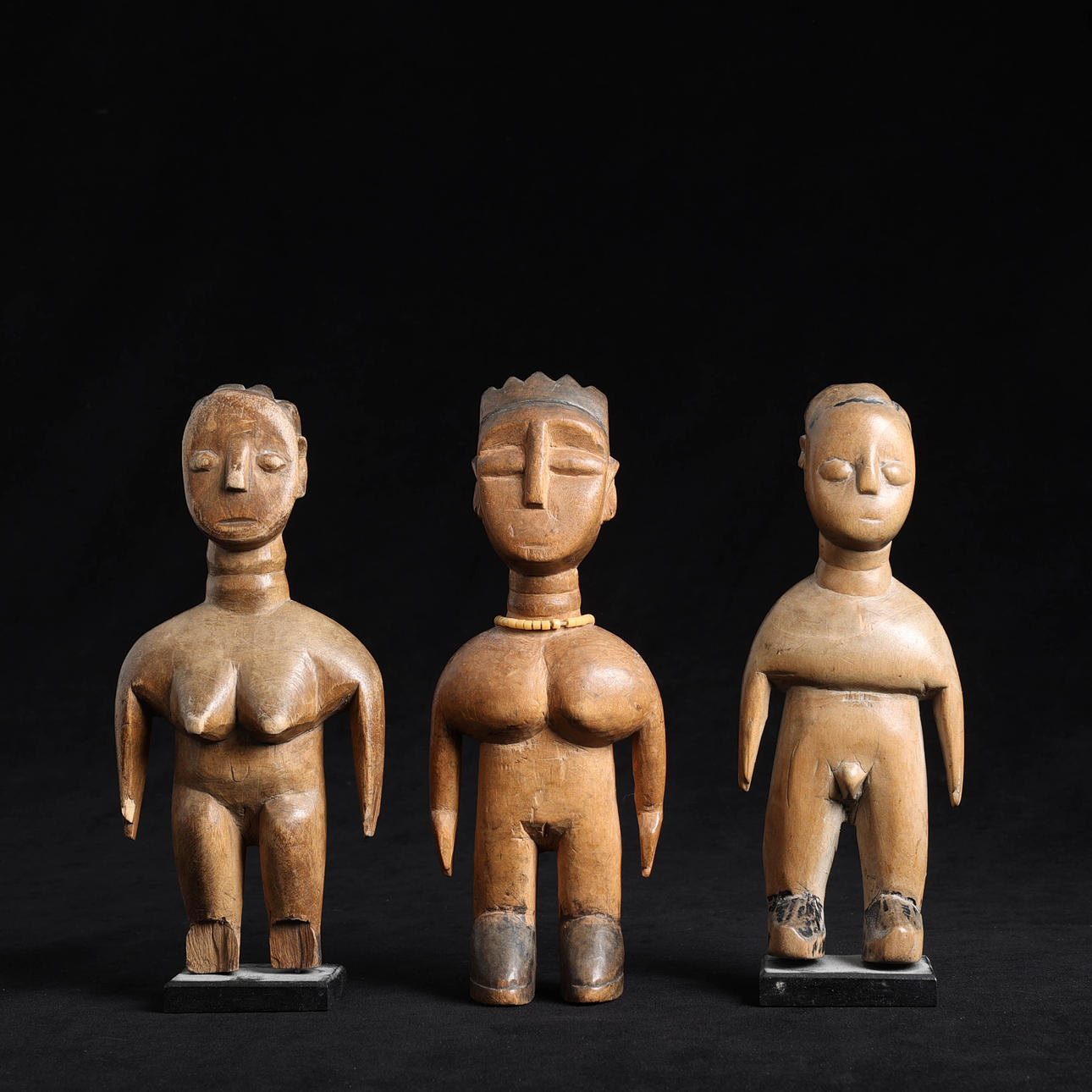 3 figuras de madera, Ewe, Ghana o Togo.
