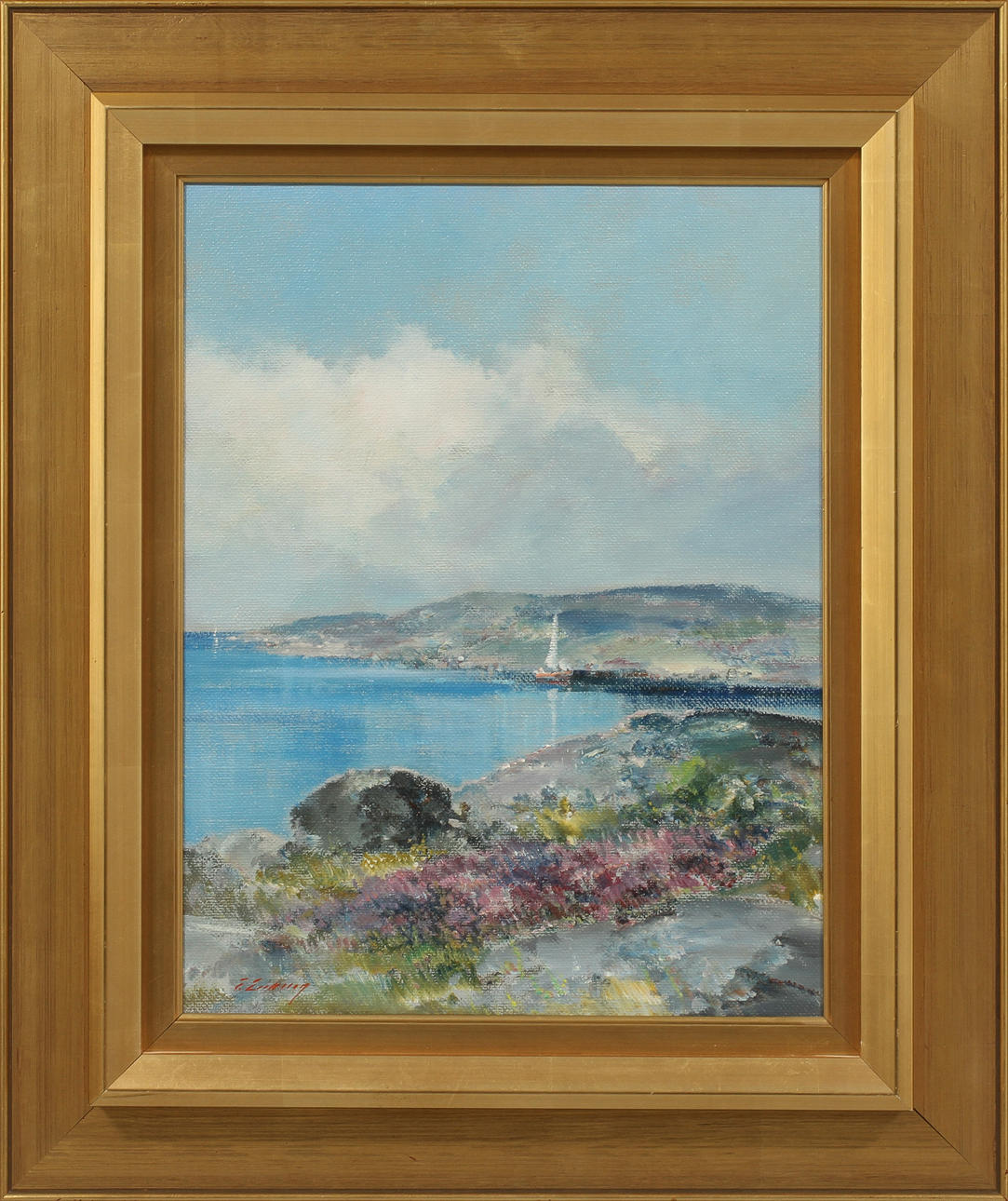 TAGE ERIKSSON. "Kustbild fr. Halleskär", olja på duk, signerad.