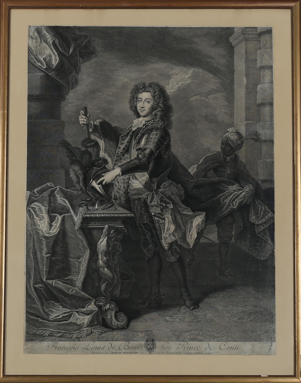 PIERRE DREVET. François Louis de Bourbon, stålstick efter Hyacinthe Rigaud mellan 1673-1738.