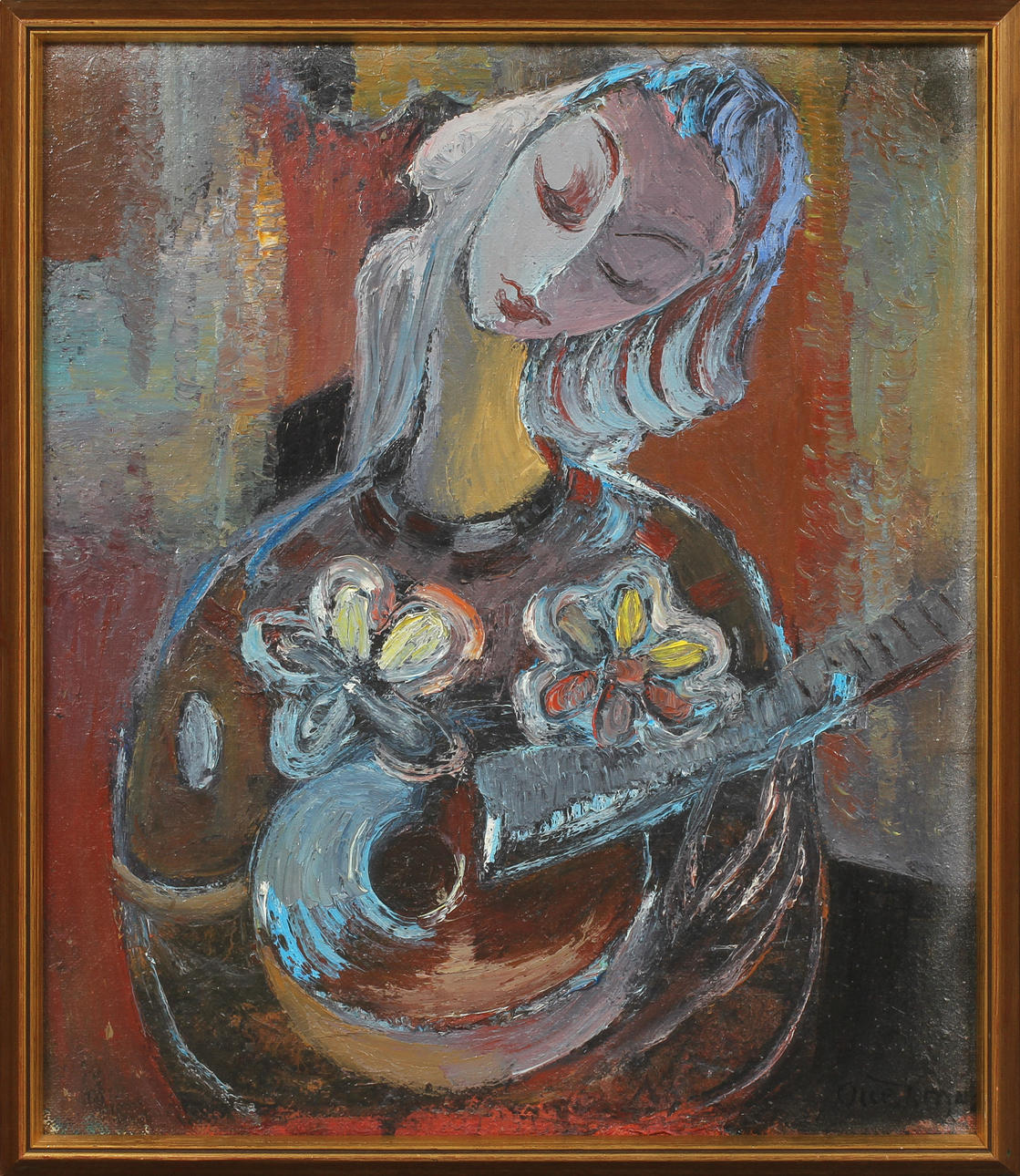 OLLE KRANTZ. "Lutans serenad", olja på duk, signerad.