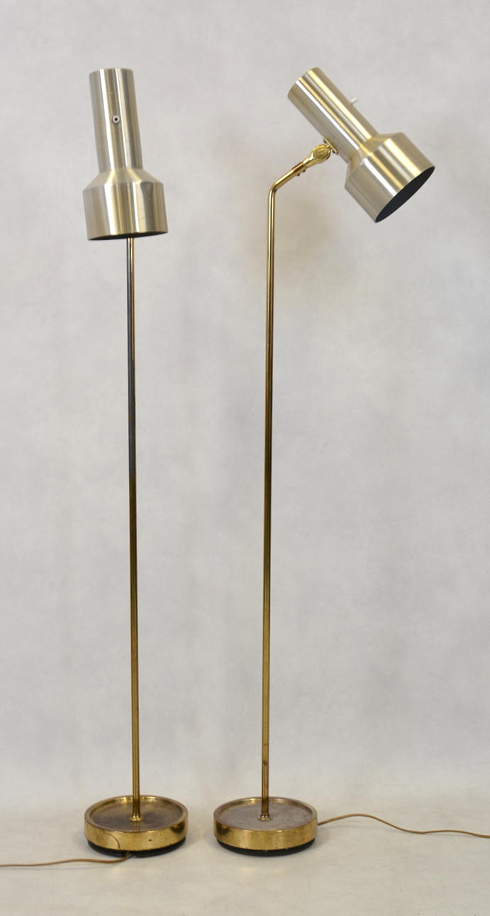 GOLVLAMPOR, 2 st, gulmetall, Fagerhults Belysning, 1900-talets andra hälft.